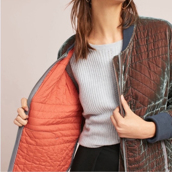 ANTHROPOLIGIE Hei Hei Velvet quilted jacket Sz XS - Picture 3 of 13